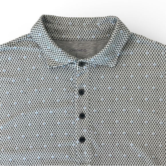 johnnie-O Linxter Vestal Performance Polo/Golf Shirt - White/Black/Blue - Picture 1 of 10